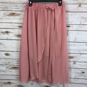 Pink Skirt Midi Flowy
